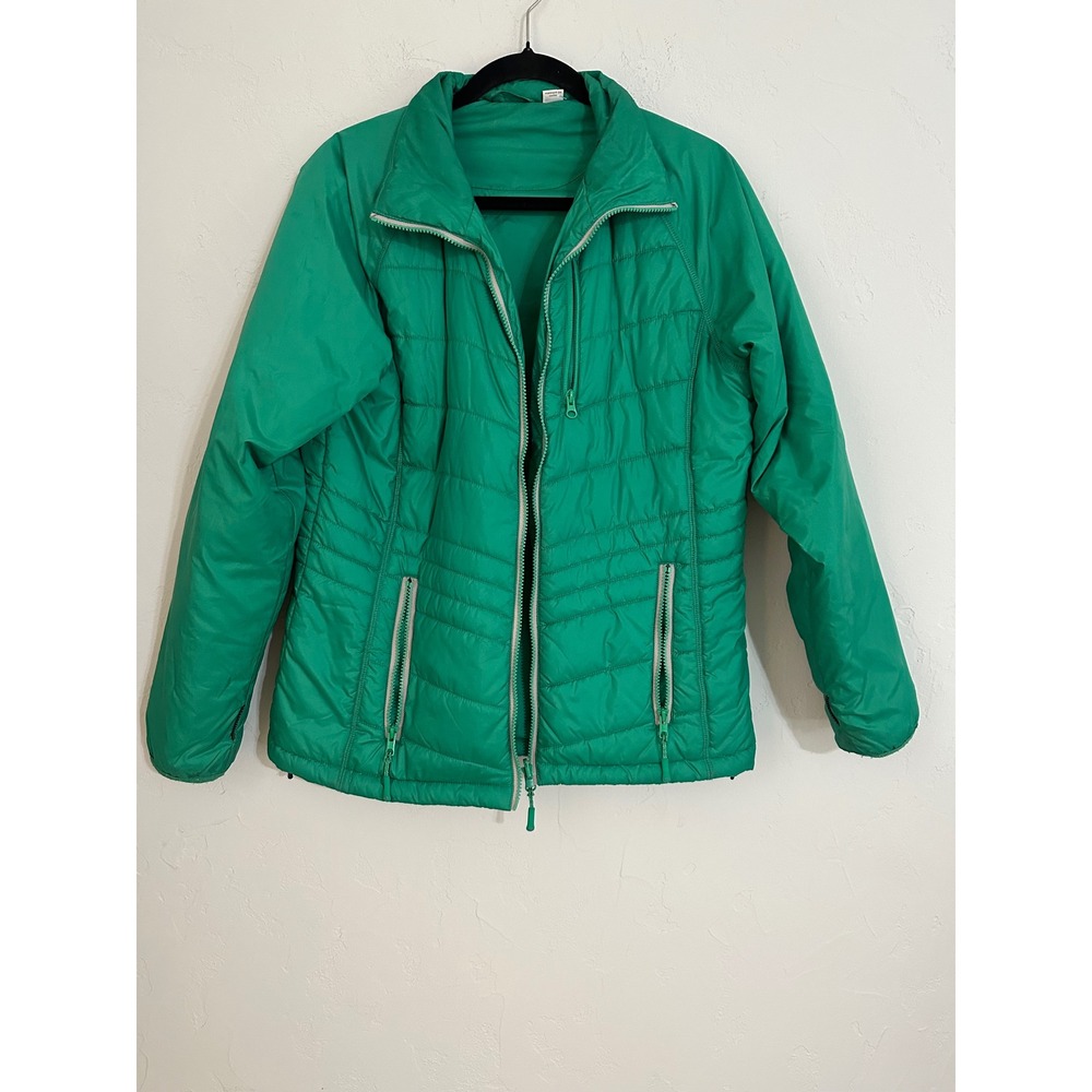 Green Packable Cutter & Buck Puffer Jacket Full Zip Water Resistant Women